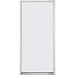 30 in. x 80 in. No Panel Right-Hand/Inswing White Primed Fiberglass Prehung Front Door with 4-9/16 in. Jamb Size
