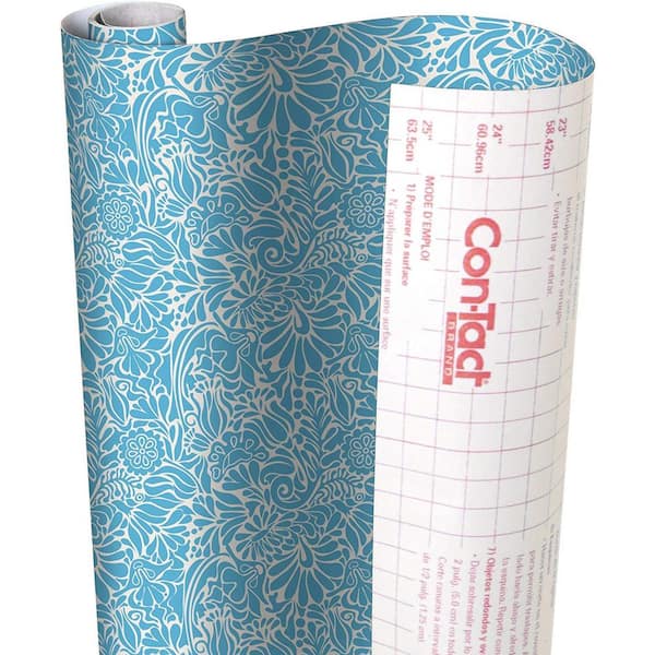 Con-Tact Grip Prints Savory Teal Blue and White 18 in. x 8 ft. Non-Adhesive  Shelf and Drawer Liner (4-Rolls) 08F-C8A3U-04 - The Home Depot