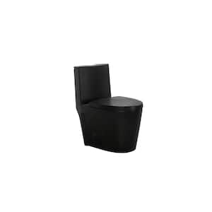 1-Piece 1.1/1.6 GPF High Efficiency Dual Flush Elongated Toilet in Matte Black Slow Close Seat Included