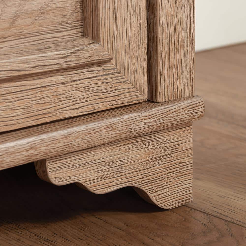 Brushed Oak Adjustable 4-Shelf Bookcase with Drawer