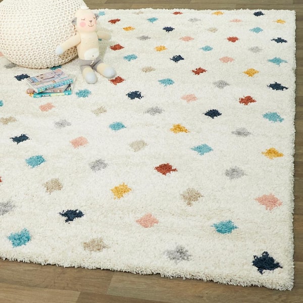 Hudson Diamond Shag White 8 ft. x 10 ft. Area Rug