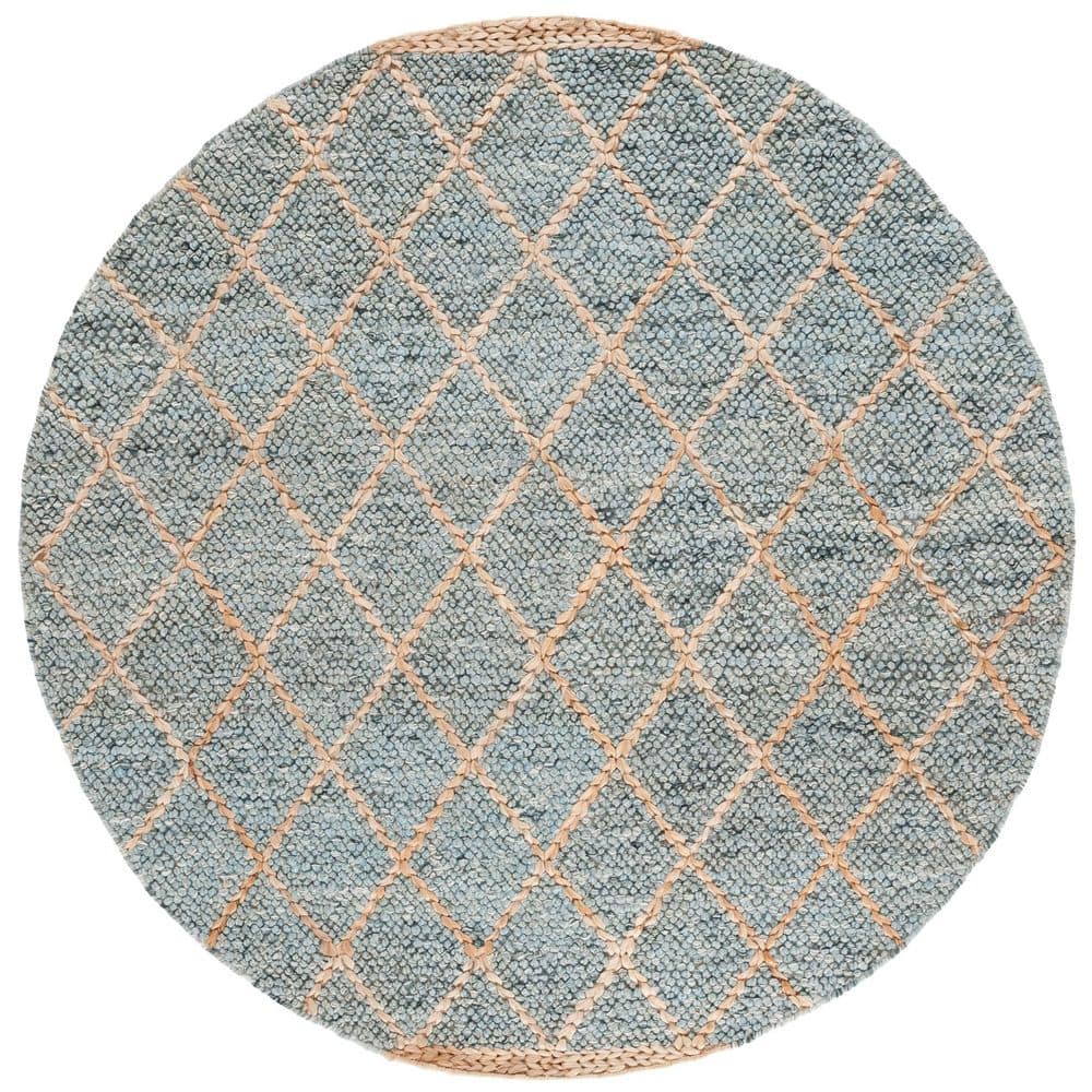 Natural Fiber 6 ft. x 6 ft. Light Blue/Natural Diamond Border Round Area Rug price history on PriceWatchPro