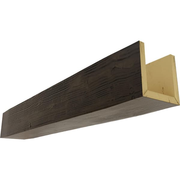 Ekena Millwork 10 in. x 6 in. x 8 ft. 3-Sided (U-Beam) Sandblasted Premium Walnut Faux Wood Ceiling Beam