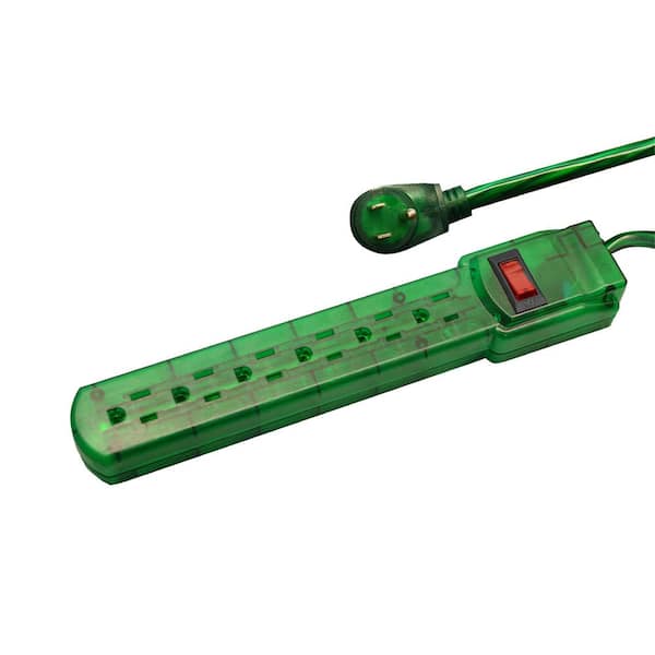 GoGreen Power 3 ft. Cord Green 6-Outlet Translucent Designer Series Surge Protector (160 Joules)