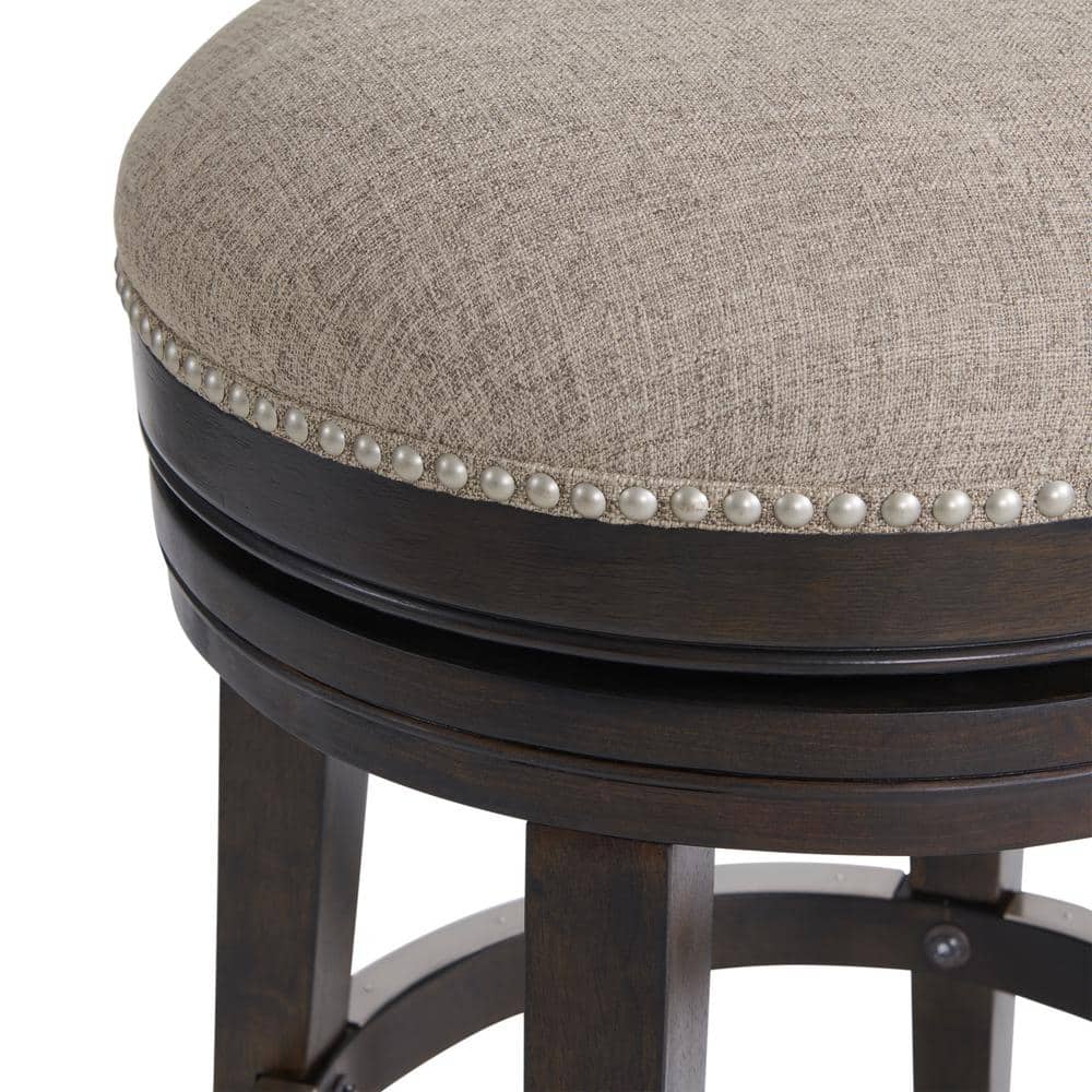 Elegant Dark Brown Rubberwood 360-Degree Swivel Counter Stool