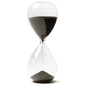 Black Sand Hourglass 15-Minutes Timer with Durable Glass Construction