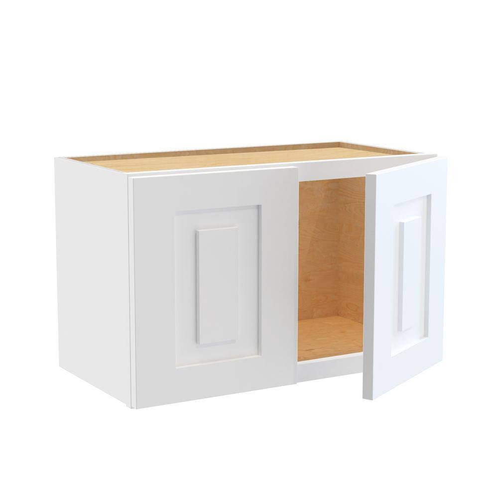 Grayson Pacific White Plywood Shaker Assembled Wall Kitchen Cabinet Soft Close 24 in. W x 12 in. D x 15 in. H