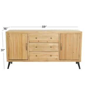 Light Brown 3 Drawers 1 Shelf and 2 Doors Buffet 59 in. x 31 in.