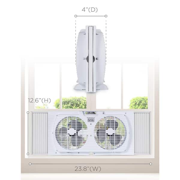 BLACK+DECKER 9 in. 2 Fan Speed Dual Window Fan for Window