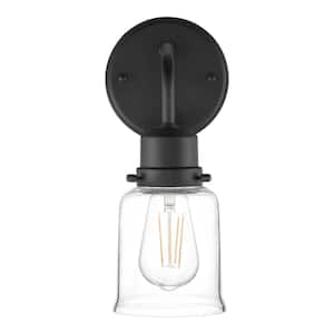 Timphaven 1-Light Wall Sconce Matte Black Clear Glass