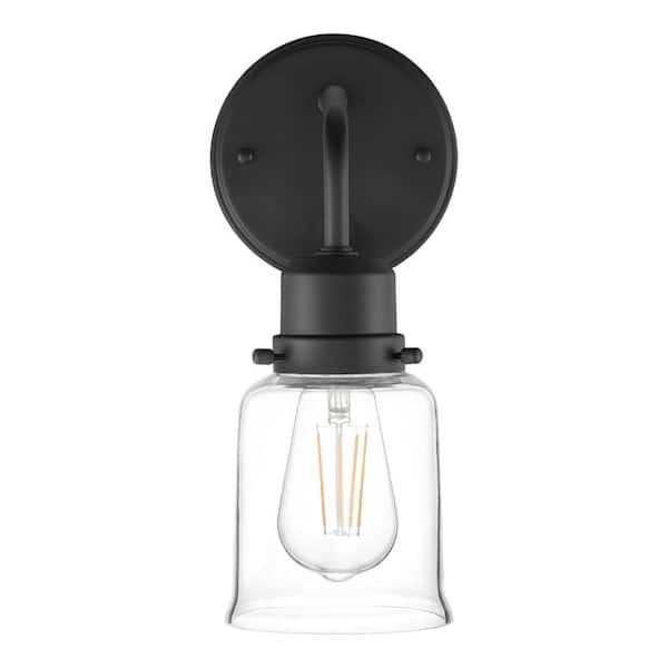 Timphaven 1-Light Wall Sconce Matte Black Clear Glass
