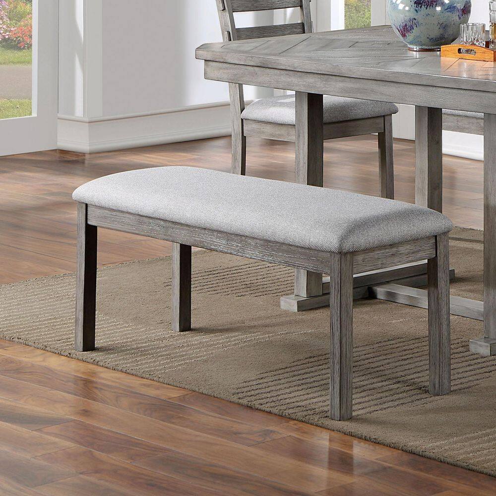 Gray 45-Inch Wood Frame Upholstered Bench