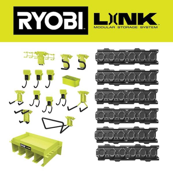 RYOBI LINK Wall Storage Kit (20-Piece) with LINK Tool Organizer Shelf