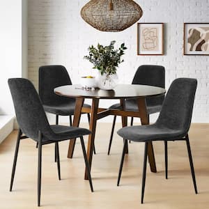 Upholstered Dining Chair with Black Metal Legs (Set of 4)