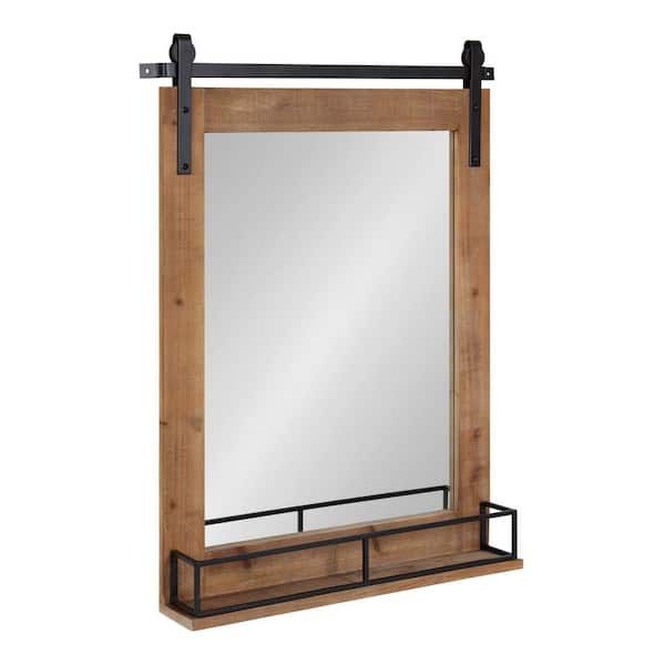 Kate and Laurel Cates 31.00 in. H x 24.00 in. W Rectangle Wood Framed Rustic Brown Mirror