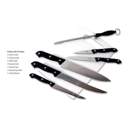 Canterbury 7-Piece Stainless Steel Cutlery Knife Set with Cutting Board
