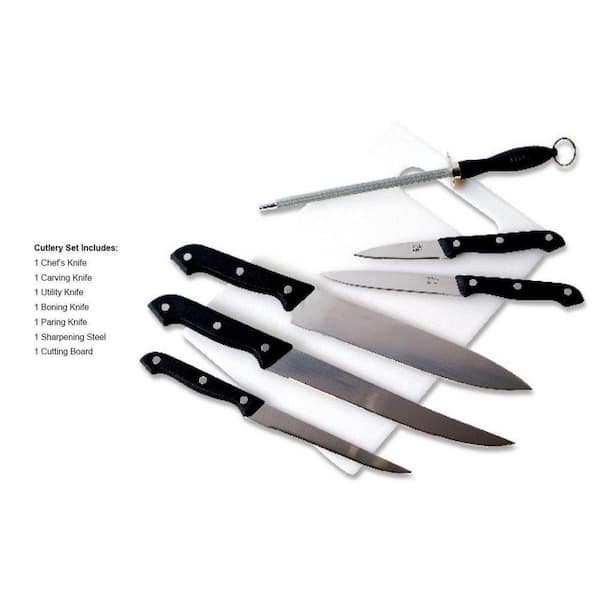 Chef Knife Set Knives Kitchen Set - Stainless Steel Kitchen Knives Set with Stand 7 Pieces, Black