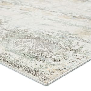 Chantel Gray/Green 6 ft. 7 in. x 9 ft. 6 in. Trellis Rectangle Area Rug