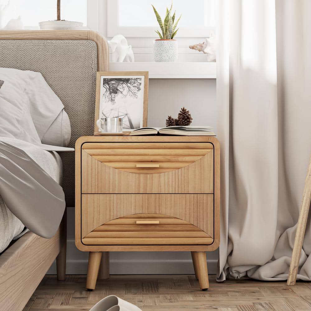 Farmhouse Rustic 2-Drawer Nightstand