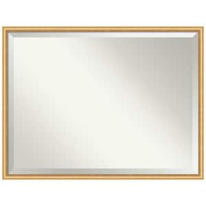 Salon Scoop Gold 42 in. x 32 in. Beveled Casual Rectangle Wood Framed Wall Mirror in Gold