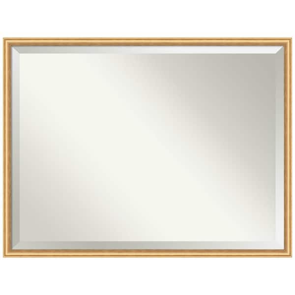 Amanti Art Salon Scoop Gold 42 in. x 32 in. Beveled Casual Rectangle Wood Framed Wall Mirror in Gold