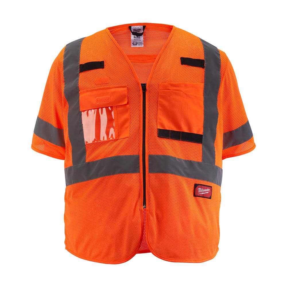 Milwaukee Small/Medium Orange Class 3 Mesh High Visibility Safety Vest with  9-Pockets and Sleeves 48-73-5135 - The Home Depot