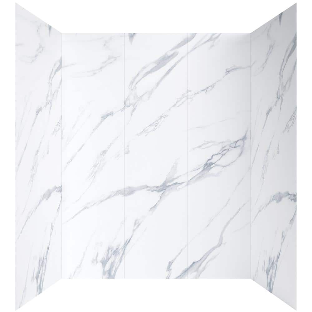 Carrara White Marble 60'' x 32'' x 78'' 5-Piece Shower Wall Kit