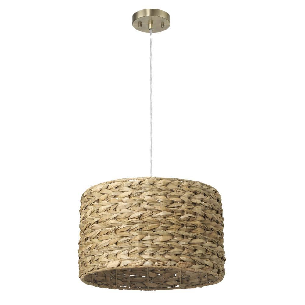 Robert Stevenson Lighting Bella Metal and Handwoven Wicker Drum Ceiling Light Natural: UL Listed, Iron Body, E26