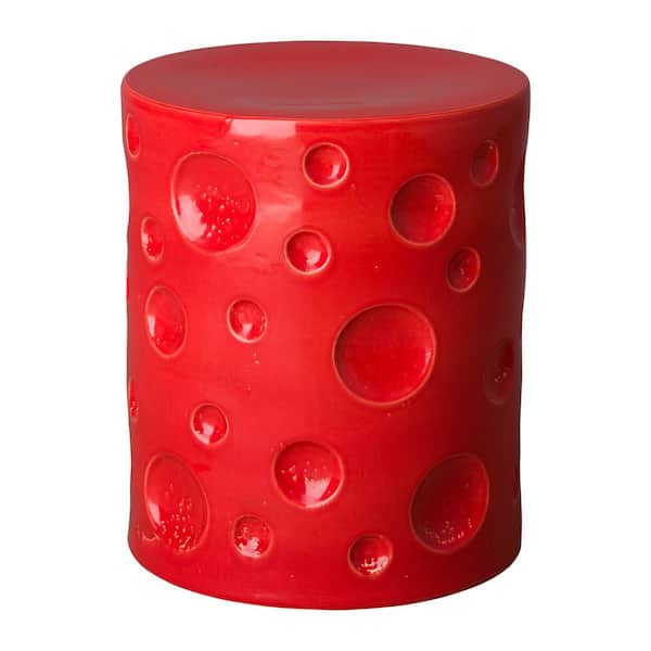 Emissary Crater Coral Red Ceramic Garden Stool