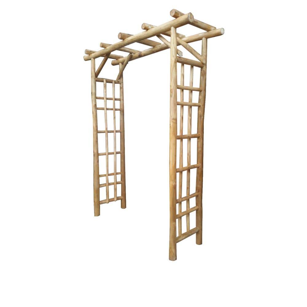 81 in. Natural Teak Wood Garden Arbor