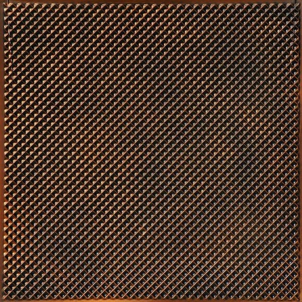 FROM PLAIN TO BEAUTIFUL IN HOURS Mesh Aged Copper 2 ft. x 2 ft. PVC Glue Up or Lay In Ceiling Tile (200 sq. ft./case)