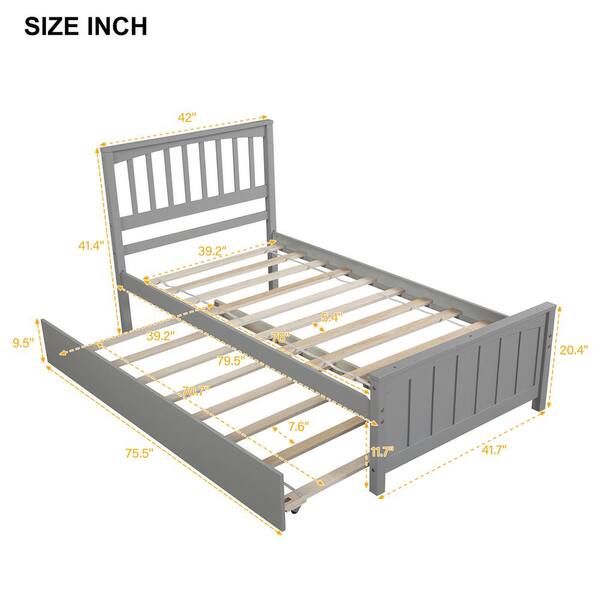 Eer Gray Twin Platform Bed With, Twin Platform Bed With Trundle