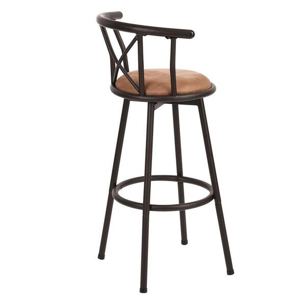 Furniturer Hailey 29 In Brown Swivel, 29 Inch Bar Stools With Back
