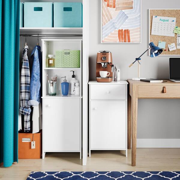 Medford Collection 15.75 in. W x 11.75 in. D x 46 in. H Tall Floor Cabinet in White Medford Collection 15.75 in. W x 11.75 in. D x 46 in. H Tall Floor Cabinet in White
