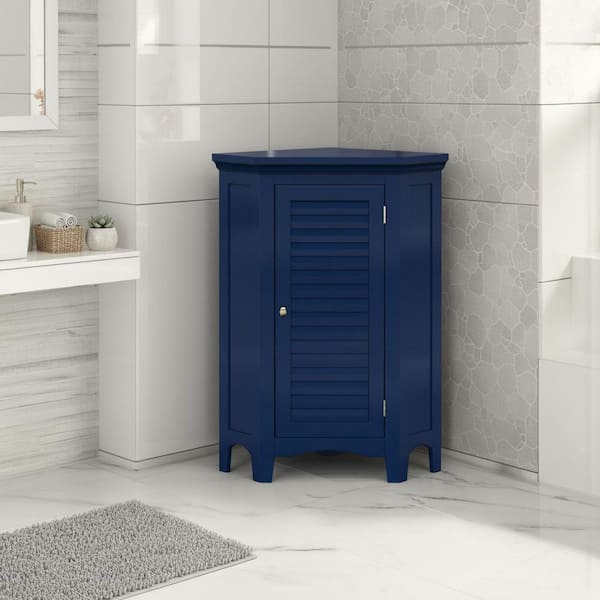 Glancy 17.05 in. W x 24.92 in. D x 32.17 in. H x Blue Bathroom Storage Linen Cabinet with Faux Louvered Door in Nacy