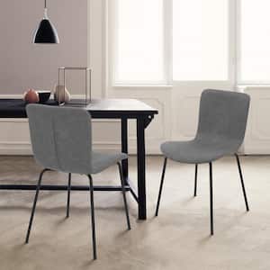 Gillian Light Gray Fabric and Black Metal Dining Chairs (Set of 2)