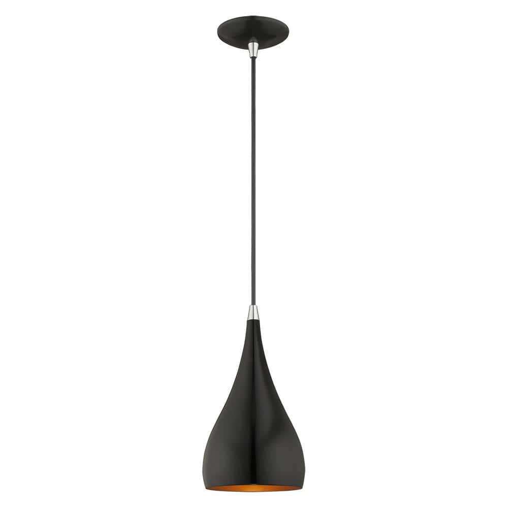 AVIANCE LIGHTING Hansberry 1-Light Shiny Black Teardrop Mini AVIANCE LIGHTING Hansberry 1-Light Shiny Black Teardrop Mini