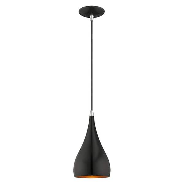 Hansberry 1-Light Shiny Black Teardrop Mini Pendant