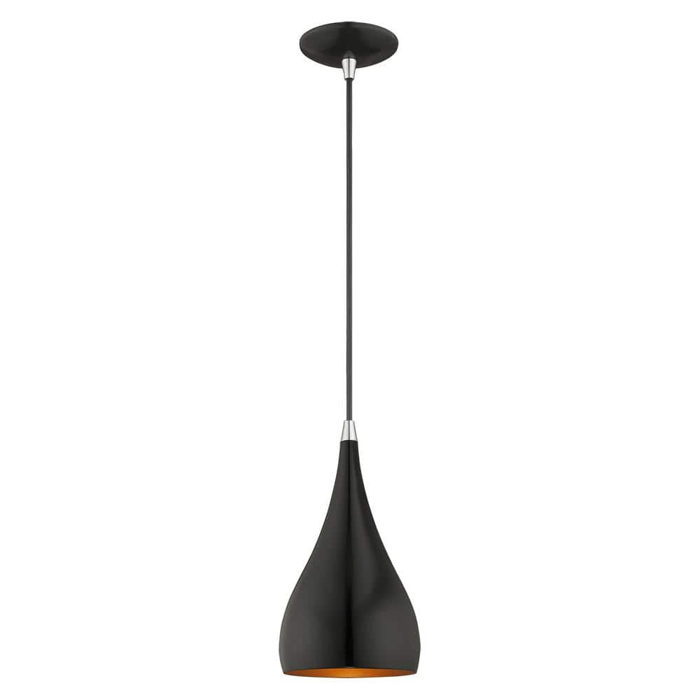 Livex Lighting Metal Shade Mini Pendants 1 Light Shiny Black Mini ...