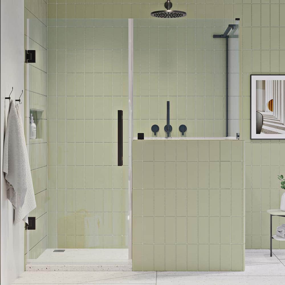 OVE Decors Tampa-Pro 65 7/8 in. W x in. H Rectangular Pivot Frameless Corner Shower Enclosure in ORB with Buttress Panel -  828796057608