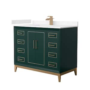 Marlena 42 in. W x 22 in. D x 35.25 in. H Single Bath Vanity in Green with Carrara Cultured Marble Top