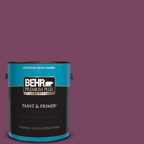 BEHR PREMIUM PLUS 1 gal. #690B-7 Plum Jam Satin Enamel Exterior Paint & Primer