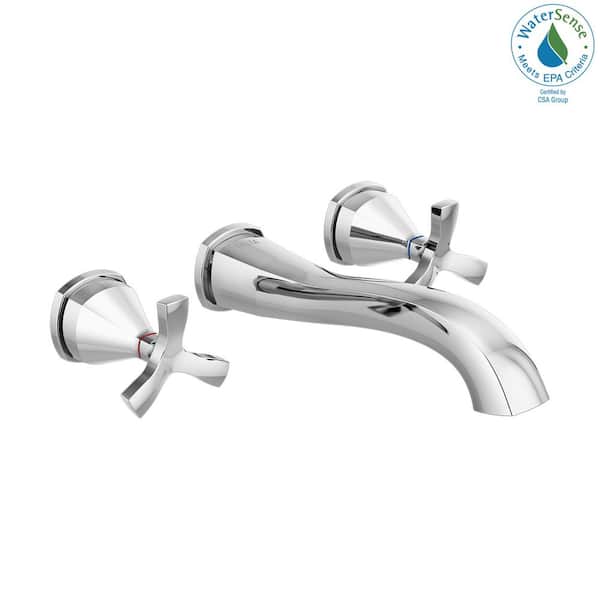 Delta Stryke 2-Handle Wall Mount Bathroom Faucet Trim Kit in Chrome (Valve Not Included)
