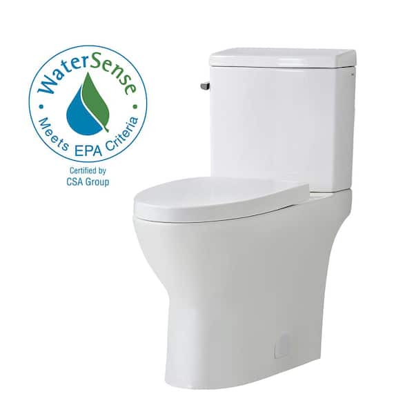 Glacier Bay Caspian 2-Piece 1.1/1.6 GPF Dual Flush Elongated Toilet in White, Seat Included