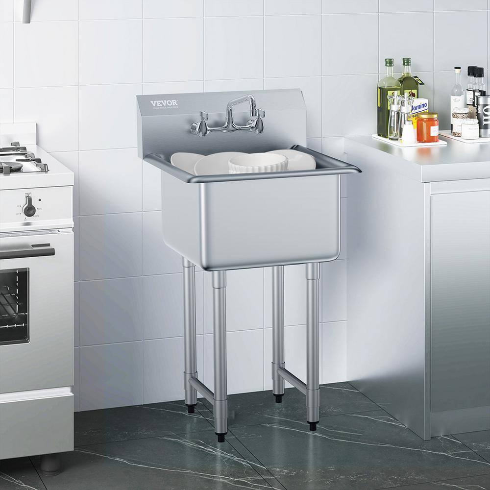 VEVOR 21'' Stainless Steel Free Standing Utility Sink with Faucet