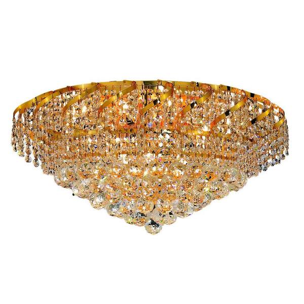 Elegant Lighting 18-Light Gold Flushmount with Clear Crystal