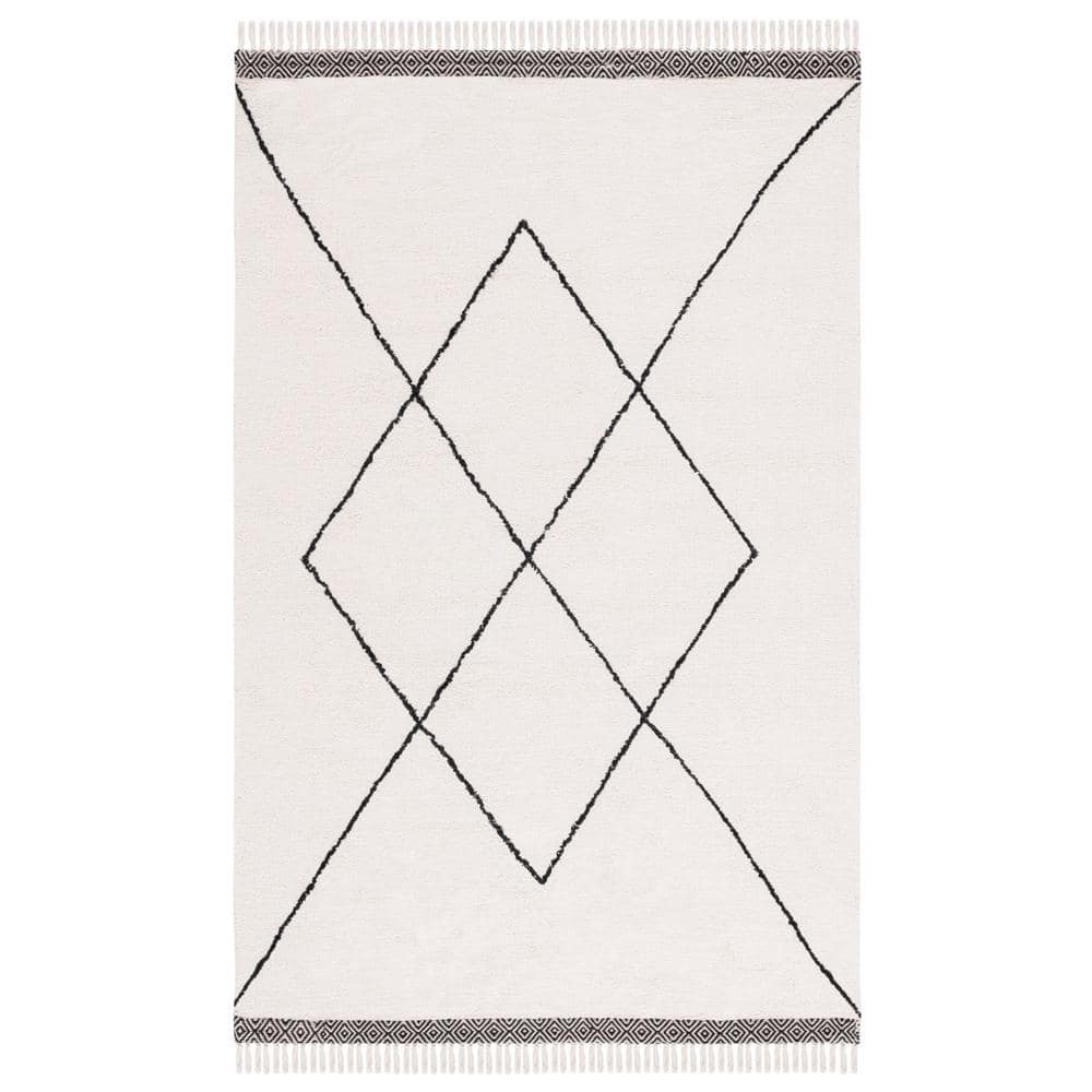Easy Care Ivory/Black 8 ft. x 10 ft. Machine Washable Border Striped Geometric Area Rug price history on PriceWatchPro