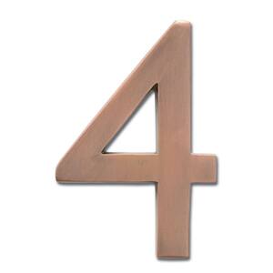 5 in. Antique Copper Floating House Number 4