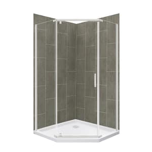 Cove 38 in. L x 38 in. W x 78 in. H Corner Shower Stall/Kit in Quarry and Brushed Nickel