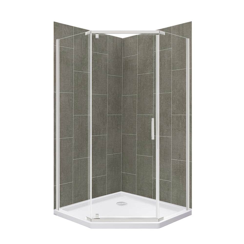 Cove 42 in. L x 42 in. W x 78 in. H Corner Shower Stall/Kit with Corner Drain in Quarry and Brushed Nickel price history on PriceWatchPro